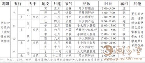 天干地支对比：干支与人体五脏的属性、位置